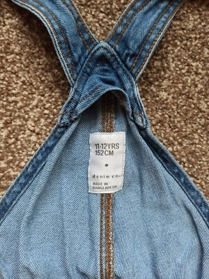 £3.90 • Buy Denim Co Blue Straight Denim Dungarees UK Girl's Age 11-12 Yrs 152 Cm