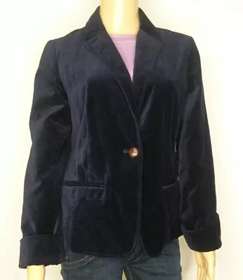 J Crew Women’s Dark Purple Velvet Blazer One Button Jacket Sz 8 Schoolboy  • $39