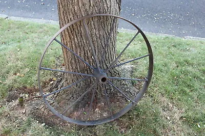 Antique Wagon Wheel Tractor Automobile #4 12 Spokes 32 Inches Tall Farm Decor • $229.99