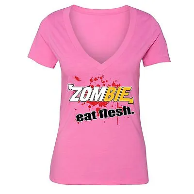 Zombie Eat Flesh T-shirt Funny Custom Parody Comedy Fresh Blood Halloween Tshirt • £17.85