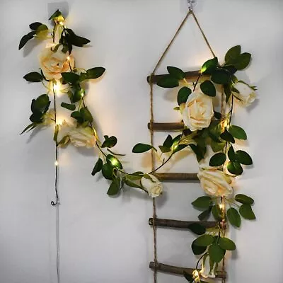 Rose Fairy String Lights Artificial Flower Garland With LED Copper Light Strings • £4.99