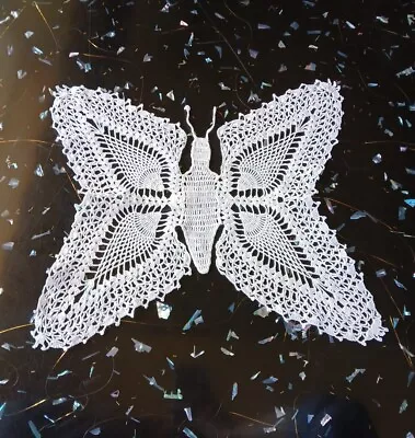 Beautiful Large 18” X 14” Antique Vintage Hand Crochet Butterfly Doily • $12.99