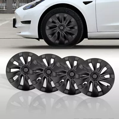 18inch Wheel Cover Hubcaps Rim Cover Matte Black For Tesla Model 3 2017-2023 • $66.49