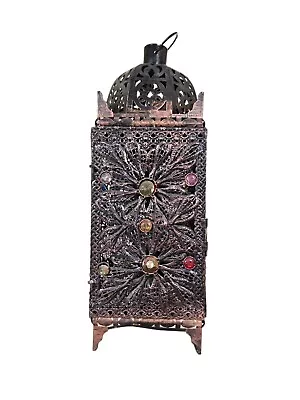 Vintage Moroccan Turkish Style Candle Holder~In/Outdoor Metal Table Lantern • $69.99