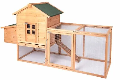 80  Wooden Hutch Chicken Coop Rabbit Hen Cage W/ Ramp Nesting Box Outdoor Yard • $152.24