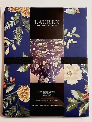 Ralph Lauren Blue Tablecloth 60 X84  Floral Pinecones LAST ONE!! BNWT • £23