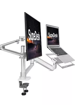 $70 • Buy SupeDesk Double Monitor Stand,Laptop Desk Mount,Gas Spring Arm,2-in-1