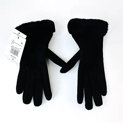 UGG Black Suede Leather Wool Cashmere Lined Winter Gloves Women’s Medium NEW • $18.99