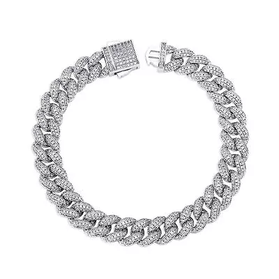 14K Gold Over 925 Silver 10MM Mens Moissanite Buckle Bracelet Chain Gift Jewelry • $156