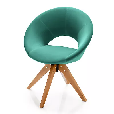 Mid Century Modern Swivel Accent Chair Fabric Armchair Velvet Living Room Green • $119.99