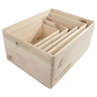 Wooden Open Decorative Storage Boxes / 5 Sizes / Small To Large Pinewood Crate  • £19.95