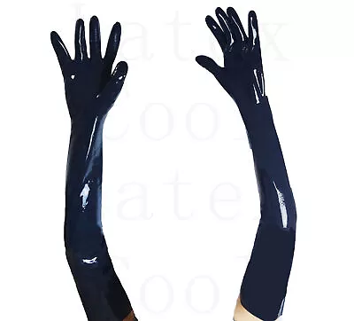 100% Latex Rubber Gummi Black Elbow Long Gloves Cosplay Mitten 0.4mm S-XL • £4.07