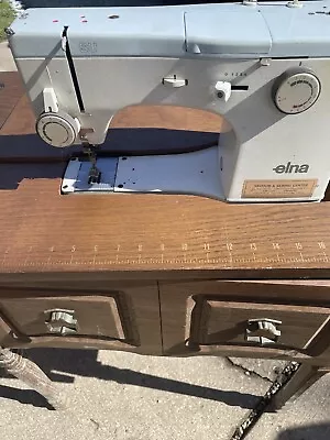 Vintage Elna Sewing Machine In Wooden Cabinet • $120