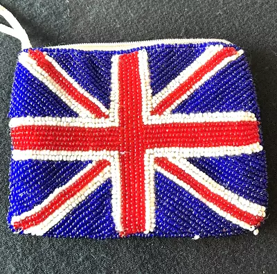 Vintage British Beaded Both Sides Change Purse Satin Lined 4-3/4 X 3-1/2  Exce • $9.99
