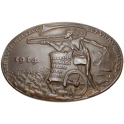 GERMANY & ENTENTE WWI Campaign Of Lies 1914 Oval Cast Bronze Goetz Medal K-141 • $435