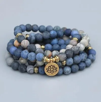 Women Men 108 Beads Mala Prayer Natural Stone Necklace Relief Healing Bracelet • $15.50