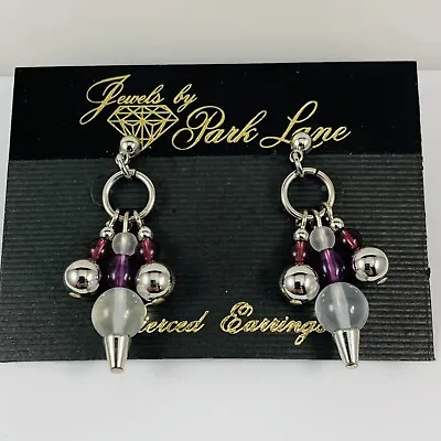 Vintage PARK LANE Purple Beaded Dangle Pierced Earrings NWT New Old Stock • $19.99