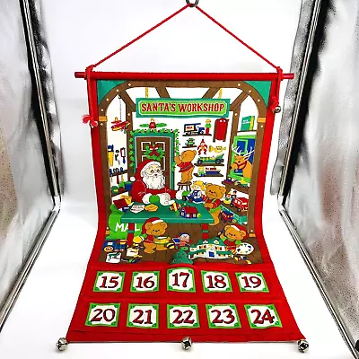 Vtg Santa's Workshop 10-day Countdown To Christmas Pocket Fabric Advent Calendar • $30