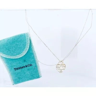 Timeless Elegance Silver Vintage Tiffany & Co 'I Love You' Heart Necklace 16 In • $165