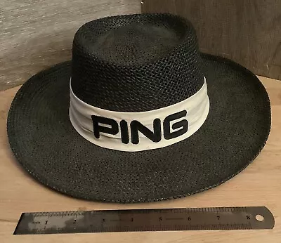 PING Golf Black Karsten Men's Straw Panama Golf Hat - Made In USA - Medium Cool • $39.99