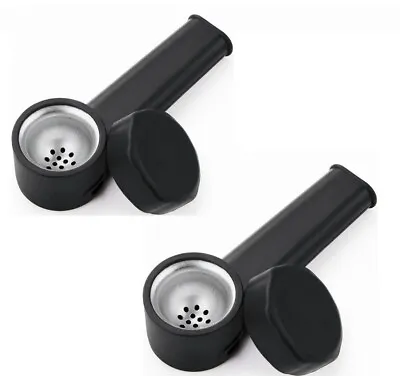 2 Pack SILICONE SMOKING PIPE 4  With Lid And Stainless Steel Screen Black US • $7.80