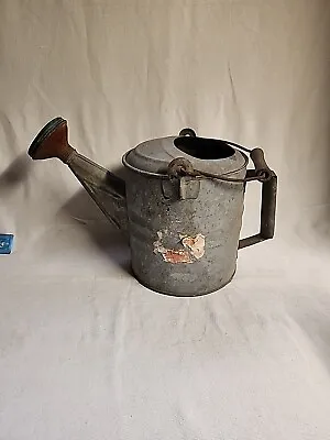 Vintage Galvanized Metal Watering Can Double Handle 6 Quart With Copper Spout • $48.88