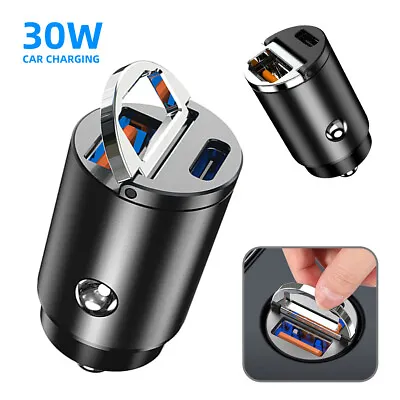 Mini Dual USB Type-C PD QC 2.0 3.0 Car Phone Charger Adapter 30W Fast Charging • $11.99