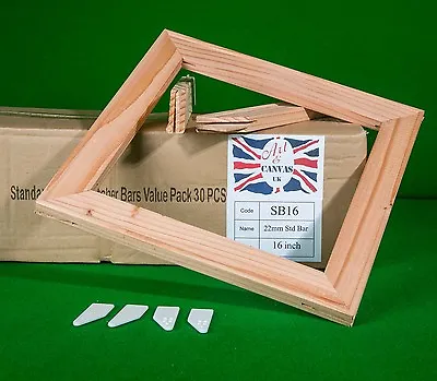 16  X 18mm Standard Canvas Pine Stretcher Bars Value Pack ( 30 Bars Per Box ) • £17.08
