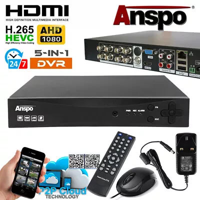 ANSPO Smart CCTV DVR Recorder Box 4/8/16/32 Channel CH 1080 HD System HDMI UK • £56.95