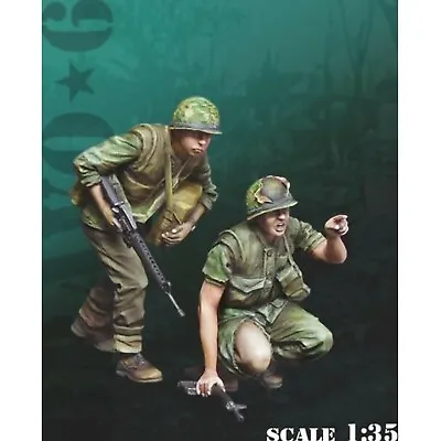 1/35 Resin Figure Model Kit Vietnam War US Soldiers 2 Man Unassembled Unpainted • $14.08