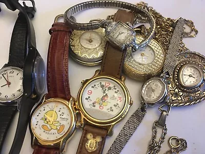 Lot Of Vintage Watches For Repair Elgin Bulova Musical Mickey Mouse…. • $30