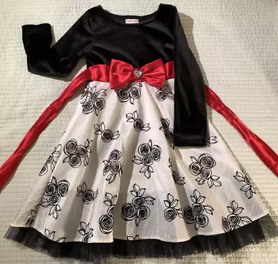 Dollie & Me Girls Sz 5 Formal Dress Velour Chiffon Midi Length Embroidered Skirt • $17