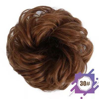 Real Natural Curly Messy Bun Hair Piece Scrunchie Hair Extensions As Human  • $5.95