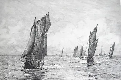 William Lionel Wyllie RA (1851-1931) Original Antique Etching Boats At Sea • £195