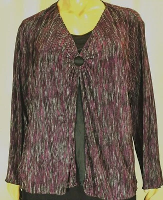 $12.77 • Buy Studio 1940~mint!~fushcia~black~white Accordian Knit 2pc Look V-neck Top- 26/28w
