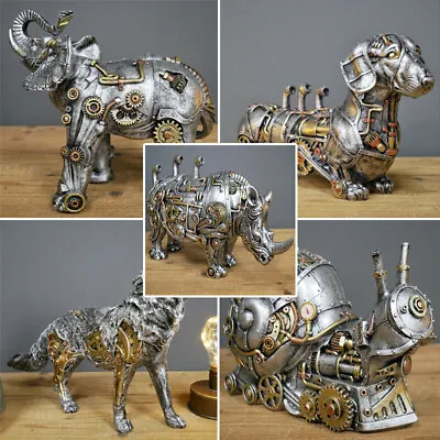 Steampunk Animal Industrial Silver Gothic Daschund Sausage Dog Table Ornament • £7.48