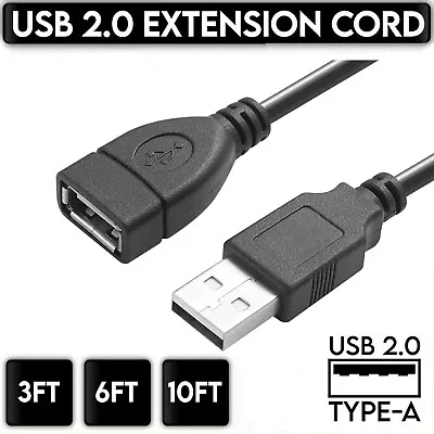 $2.99 • Buy High-Speed USB To USB 2.0 Extension Cable Adapter Extender Cord Male Female 6ft