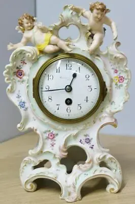 Beautiful Antique Maple & Co French Porcelain 8 Day Timepiece Mantle Clock • $740.51
