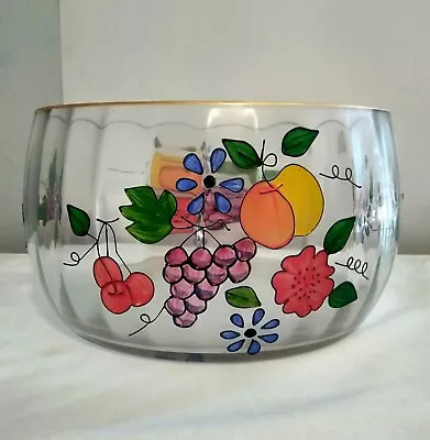 Romania Crystal Clear Bowl Fruit Motif Gold Trim Hand Painted 9  • $33.80