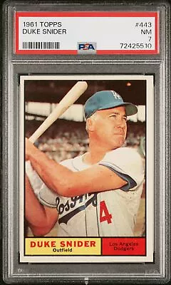 1961 Topps #443 Duke Snider Vintage Graded PSA 7 Los Angeles Dodgers • $80