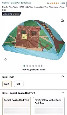 Pacific Play Tents 19790 Kids Tree House Bed Tent Playhouse - Twin Size • $28
