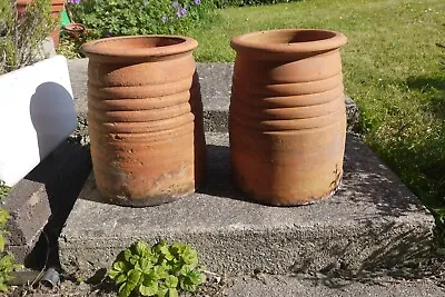 £40 • Buy Pair Of Terracotta Clay Very Old Chimney Pots - Used As Planters - Very Heavy