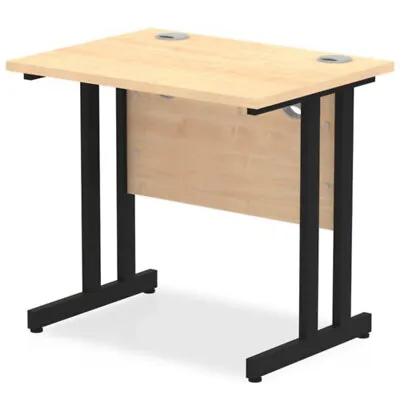 Impulse 800 X 600mm Straight Desk Maple Top Black Cantilever Leg • £147.11