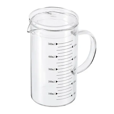 500ml Glass Measuring Cup 3.3 Borosilicate Glass Black Printed With Glass Lid • $17.94