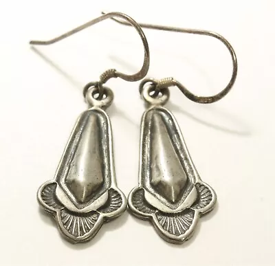 Vintage Navajo Sterling Silver Old Pawn Stamped Dangle Drop Earrings • $49.99