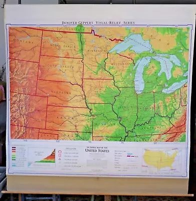 Map North Central United States - Huge Vintage Pull Down School Map - 1963 • $150