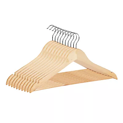£113.95 • Buy Natural Wooden Coat Hangers Suit Garments Clothes Wood Hanger Trouser Bar Set