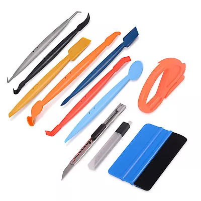 PRO Squeegee Felt Kit Car Vinyl Wrap Application Tools 10 Blades Gasket Scraper • $9.30