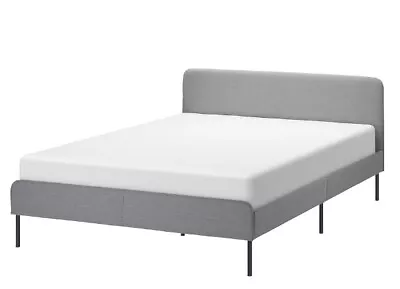 BED FRAME      Upholstered Bed Frame Knisa Light Grey • £249.99