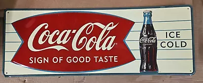 Vintage Coca Cola Fishtail Sign Of Good Taste Ice Cold XX • $135.20